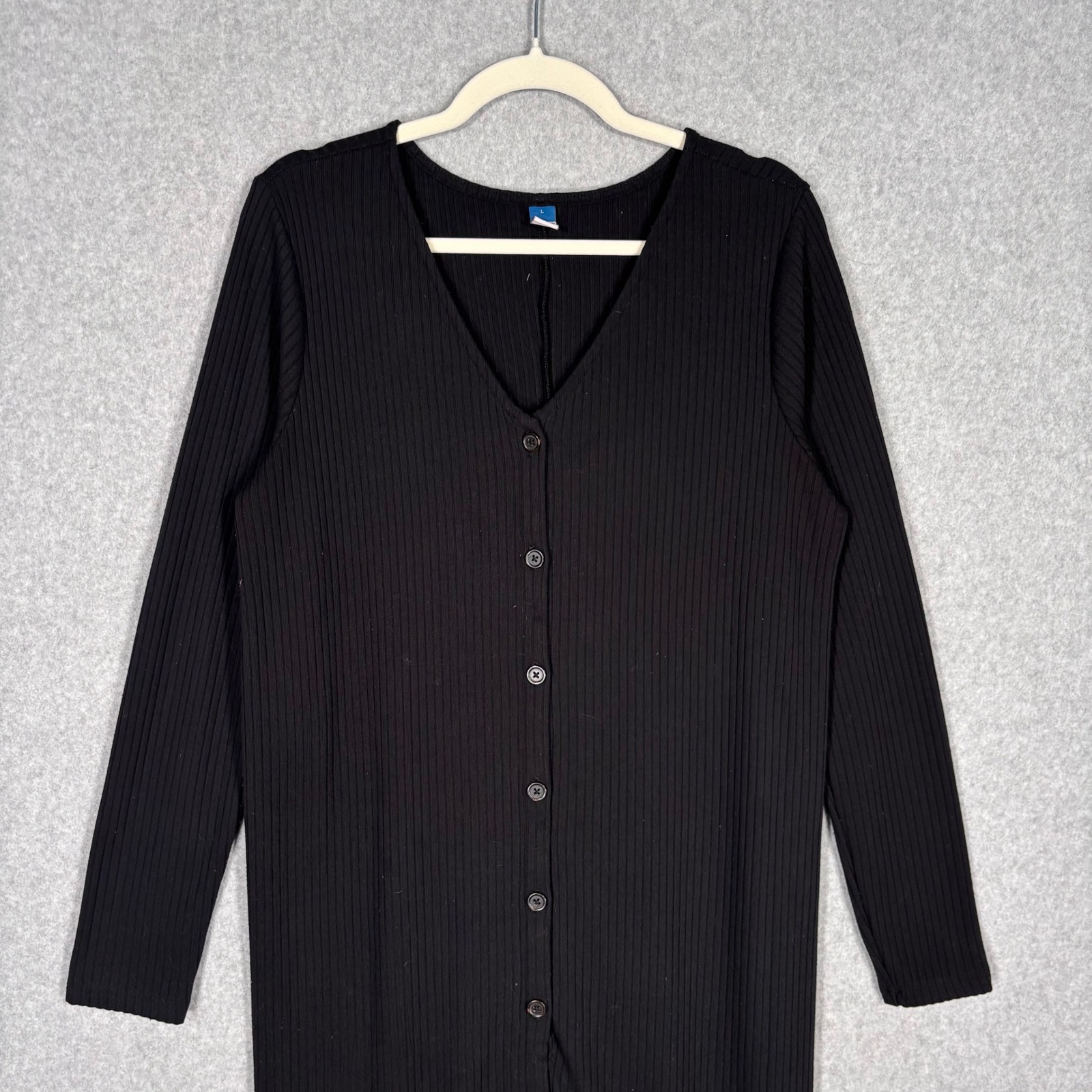 Old Navy Midi Button Front Dress Large Ribbed Jersey Minimalist Lounge Comfort